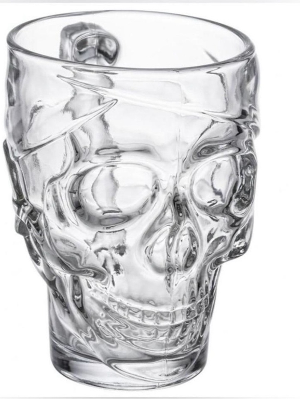 Luminarc USA Vintage Clear Glass Pirate Skeleton Mug Stein Treasure Island